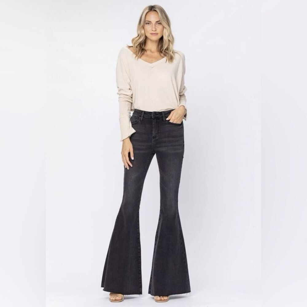 Judy Blue Super Flare High Rise Black Jeans 88116, Women’s Size 5/27